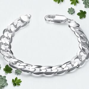925 Stamped Silver Miami Link 10MM chain Bracelets for men's women 20CM